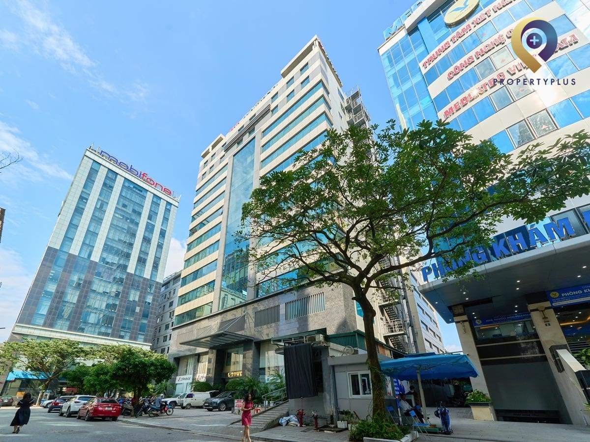 Toàn cảnh mặt ngoài tòa nhà Hoàng Linh Building tại Quận Cầu Giấy, Hà Nội - hình ảnh từ Property Plus